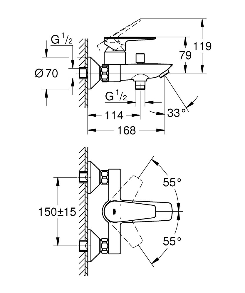 GROHE Bauedge 23605001 | Bath Mixer - Image 6