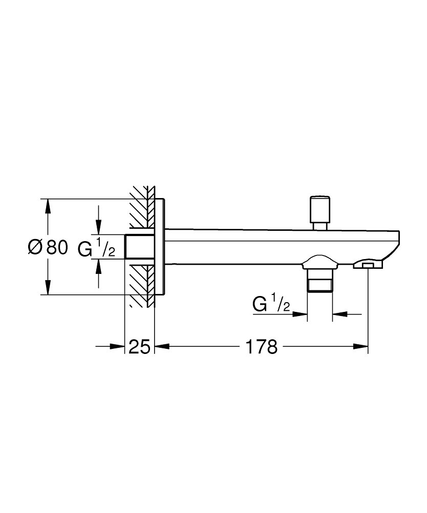 GROHE BauContemporary 13390000 | Bath Spout Diverte - Image 3