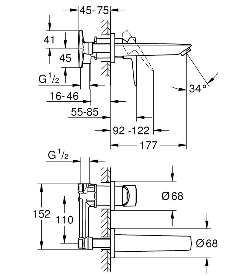 GROHE Bauedge 20474001 | Concealed Basin Mixer - Image 6