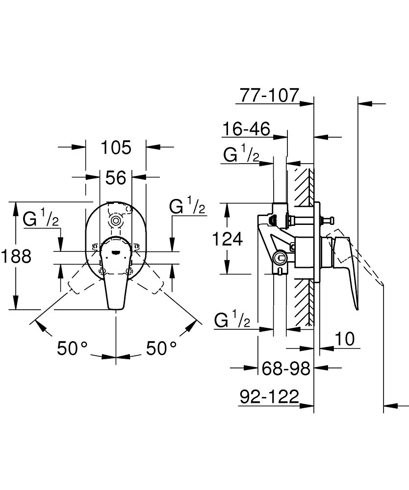 GROHE Bauedge 29039001 | Concealed Bath Mixer - Image 6