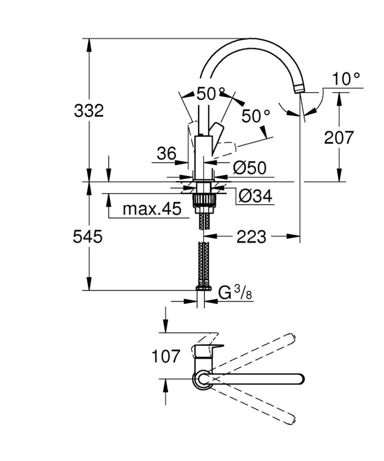 GROHE Bauedge 31367001 | Sink Mixer - Image 3